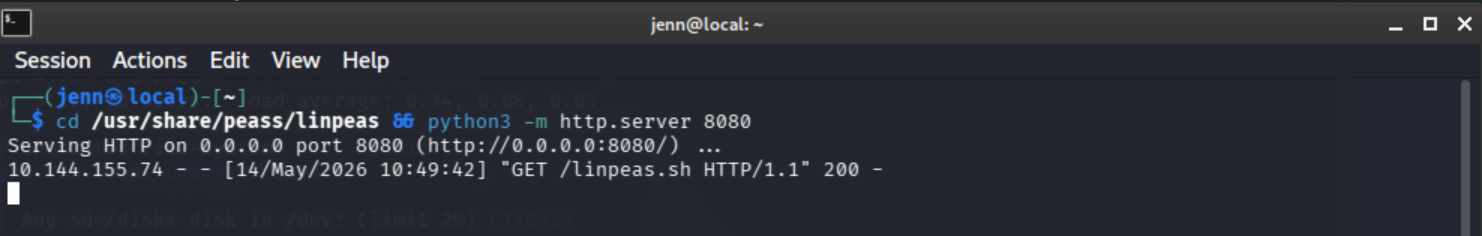 python3 http.server running on port 8080